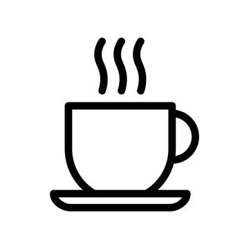 Coffee cup linear logo mark in black and white Stock Illustration