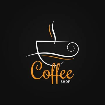 Coffee cup logo on black design background Stock Illustration