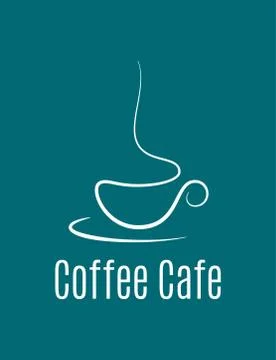 Coffee cup logo on blue background Illustrazione stock