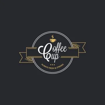 Coffee cup logo. Coffee stamp on black background Stock Illustration