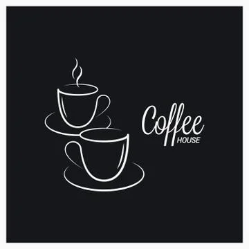 Coffee cup logo on concept black background Stock Illustration