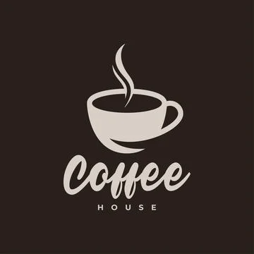 Coffee Cup Logo On Dark Back, Coffee House Stock Illustration