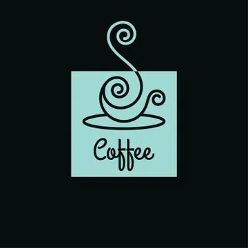 Coffee cup logo. Linear art cup of coffee Stock Illustration