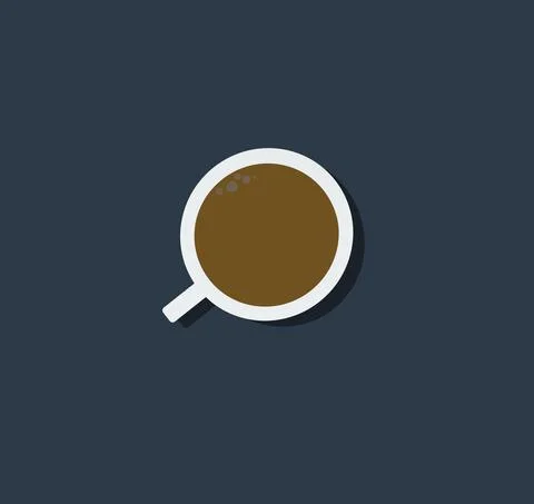 Coffee Cup Looking Up on Black Background. Stock Illustration