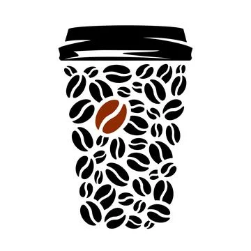 Coffee cup made from beans abstract illustration. Cafe creative logo design.. Stock Illustration