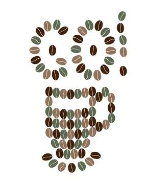 Coffee cup made of multicolor coffee beans and letters Go Like cute Coffee Illustrazione stock