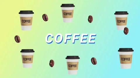 Coffee cup. motion design. Abstract colorful animation Stock Footage 117362454