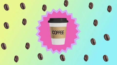 Coffee cup. motion design. Abstract colorful animation Stock Footage 117362704