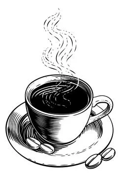 A Coffee Cup Mug and Coffee Beans Illustration Stock Illustration