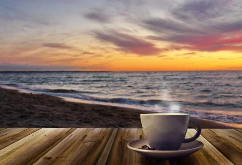 Coffee cup on the nature background Stock Photos