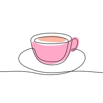 Coffee cup one line colourful vector illustration Stock Illustration