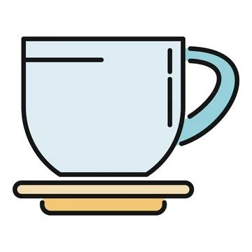 Coffee cup or tea mug on saucer flat icon Stock Illustration