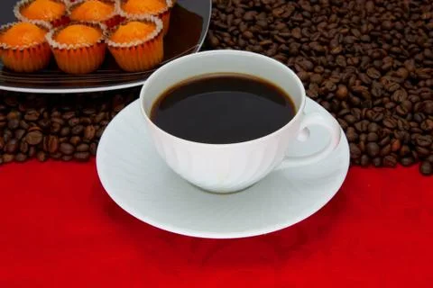 Coffee cup over red background Stock Photos