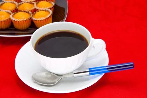 Coffee cup over red background Stock Photos