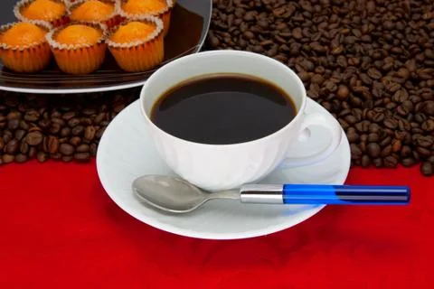 Coffee cup over red background Stock Photos