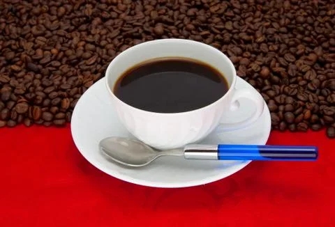 Coffee cup over red background Stock Photos