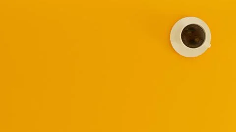 Coffee cup over yellow background realistic 3D rendering Stock Illustration