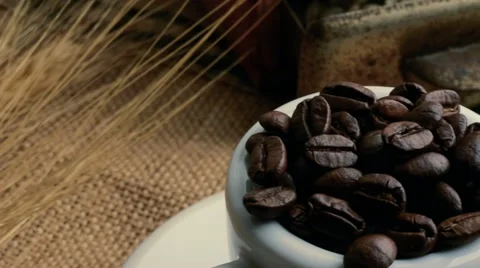 COFFEE CUP PANNING CLOSE SHOT Stock Footage 14401045