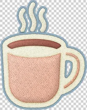 Coffee cup patchwork element warm steam embroidery christmas style Stock Illustration