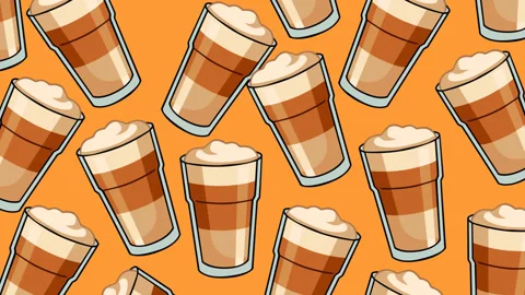 Coffee Cup Pattern Animated Motion Graphic Background for Cafe and Coffee Pr Stock Footage 345236159