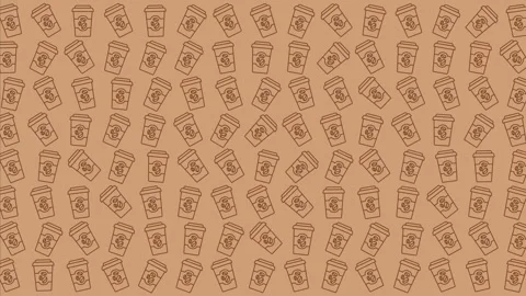 Coffee cup pattern brown background Stock Footage 326839387