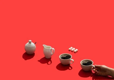 Coffee cup pattern with hard shadows Stock Photos