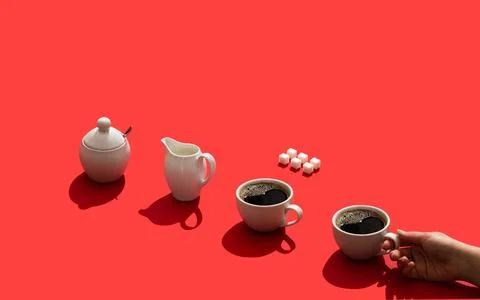 Coffee cup pattern with hard shadows Stock Photos