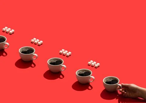 Coffee cup pattern with hard shadows Stock Photos