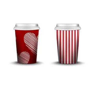 Coffee Cup With Patterns Template. Vector Illustration. Takeaway coffee cup set Stock Illustration