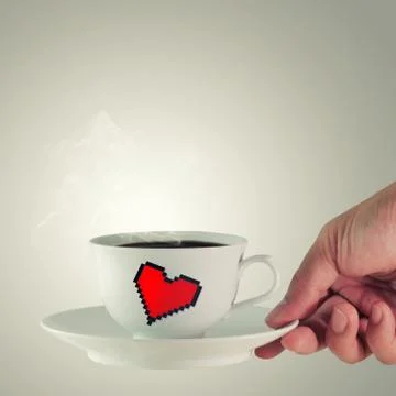 Coffee cup with pixel hearth 스톡 일러스트