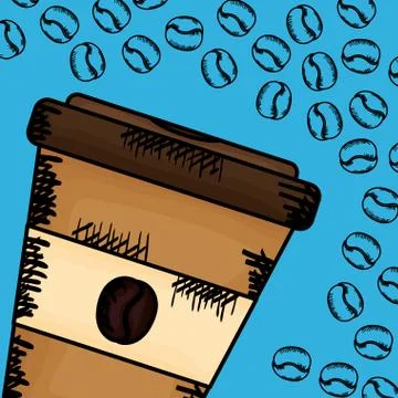 Coffee cup plastic container Stock Illustration