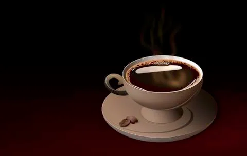 Coffee cup with a plate and two coffee beans on it Stock Illustration