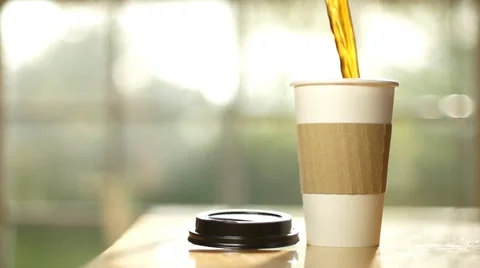 Coffee cup pour slow motion full 스톡 동영상 38767771
