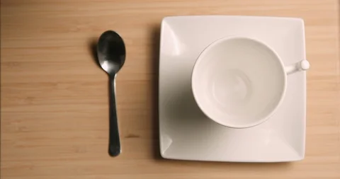 Coffee cup pouring close up 4K Video stock 127403364