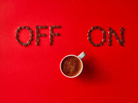 Coffee cup as on off power switch Stock Photos