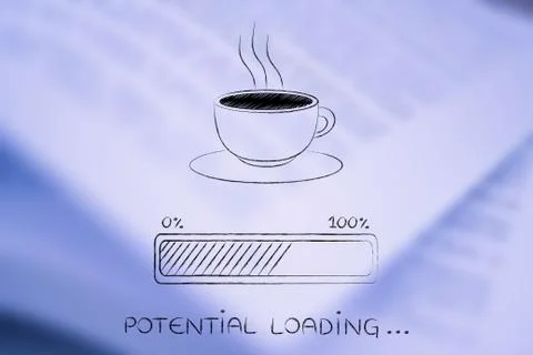Coffee cup &amp; progress bar loading potential Stock Illustration