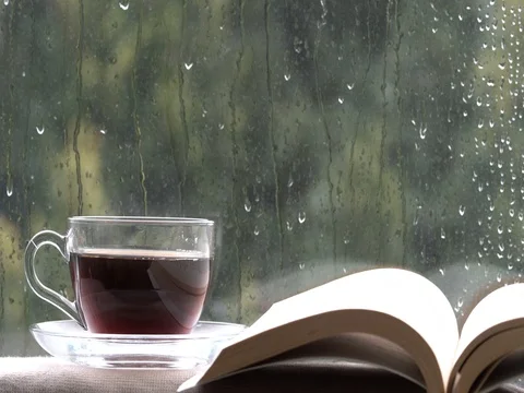 Coffee Cup On A Rainy Day Window And Rea Stock Video Pond5