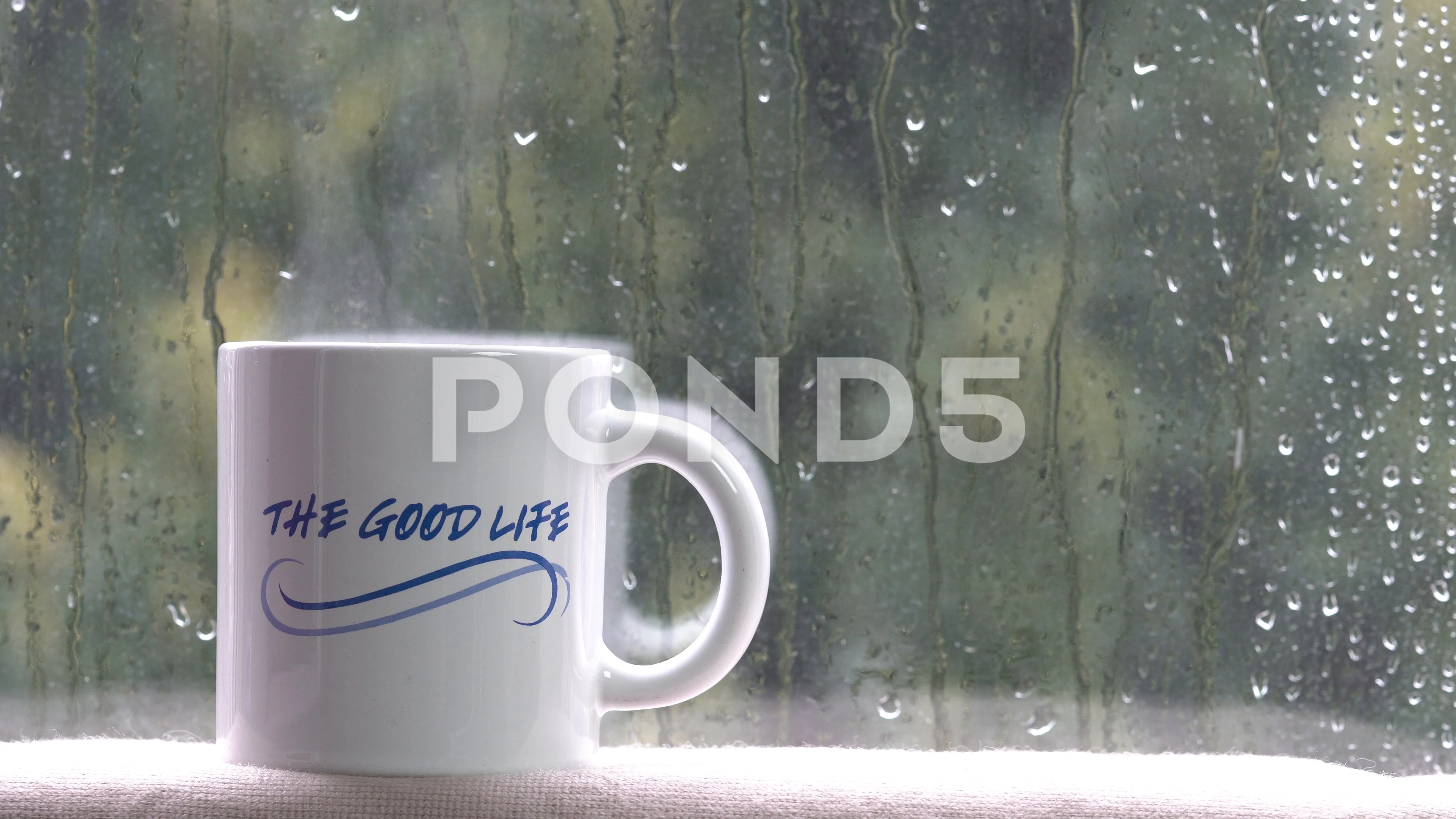 Coffee Cup On A Rainy Day Window And The Stock Video Pond5