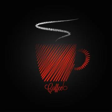 Coffee cup red design background Stock Illustration