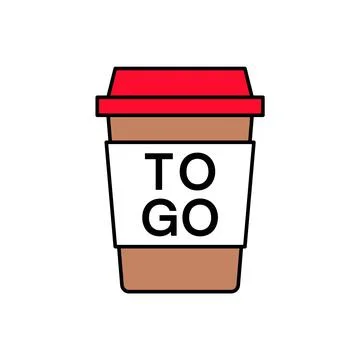 Coffee Cup Red Lid White Body To Go Icon Stock Illustration