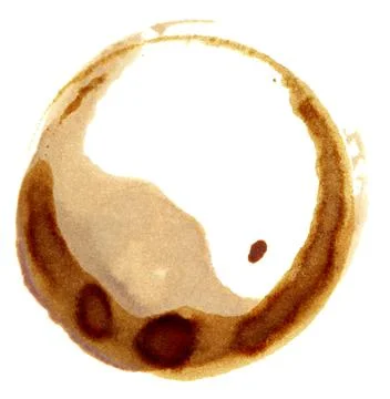 Coffee cup ring stains isolated on white background. Illustrazione stock