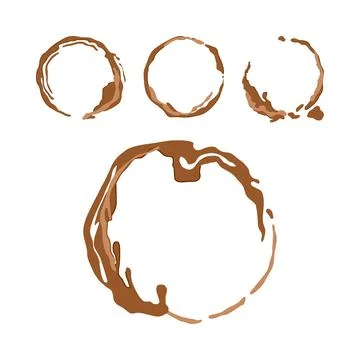 Coffee cup ring stains vector illustration set Stock Illustration