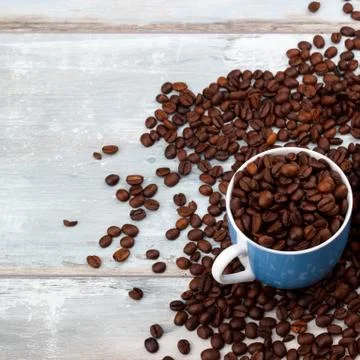 Coffee cup with roasted beans Foto stock