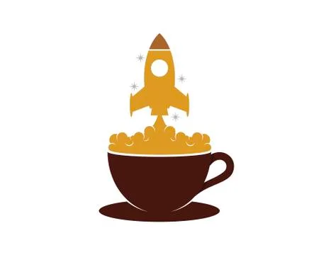 Coffee cup with rocket launch on top Stock Illustration