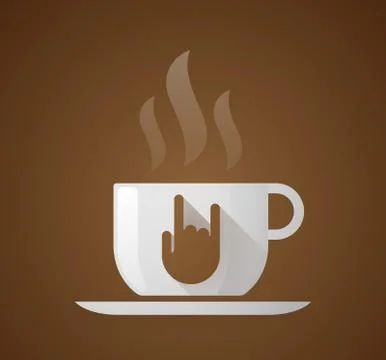 Coffee cup with a rocking hand Illustrazione stock