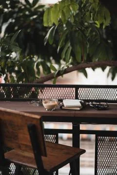 Coffee cup on rustic wood table Stock Photos