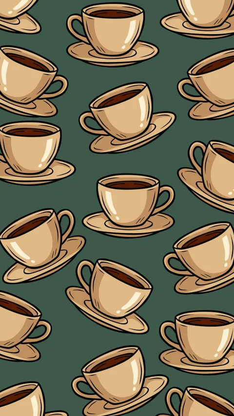 Coffee Cup Seamless Animated Background Pattern for Cafe, Coffee Day and Bev Stock Footage 344792640