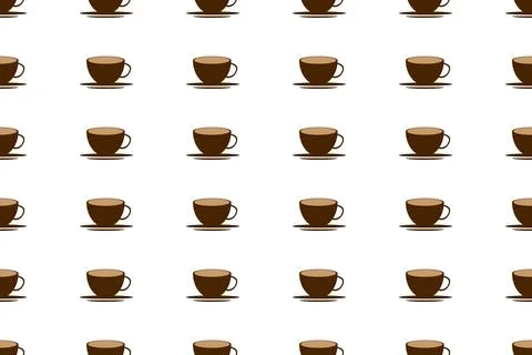 Coffee cup seamless background. Cute coffee cup vector pattern. Seamless co.. Stock Illustration