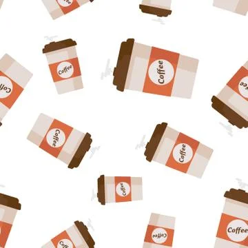 Coffee cup seamless pattern background icon. Business flat vector illustratio 스톡 일러스트