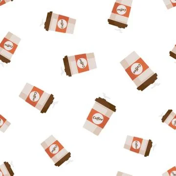 Coffee cup seamless pattern background icon. Business flat vector illustratio イラスト素材